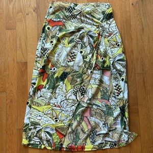 Printed wrap midi skirt with second layer